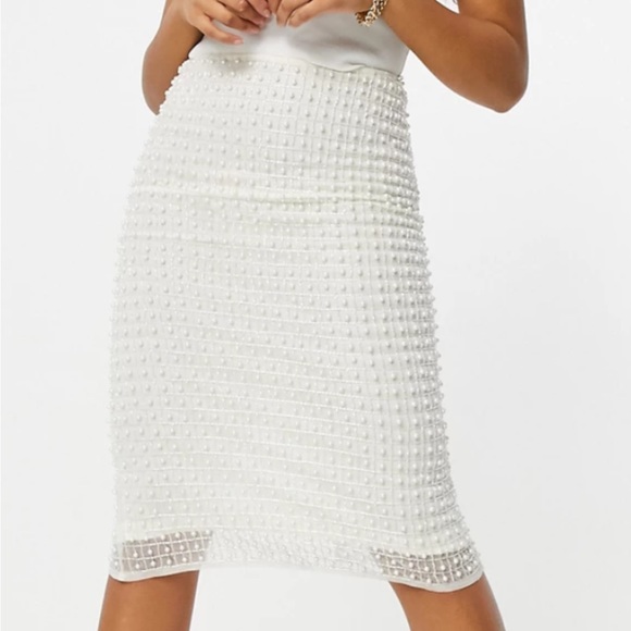 Starlet Pearl Embellished Pencil Midi Skirt Size 12 NWT *flaws* - Picture 4 of 12